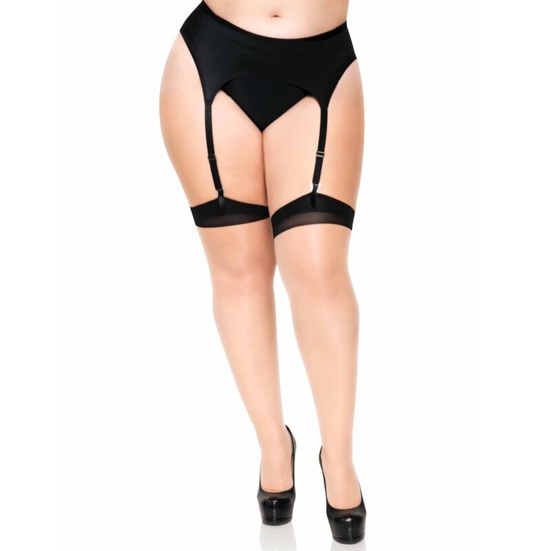 Leg Avenue - Plus Calza Autoreggente In Lycra Trasparente A 2 Toni Con Cucitura Posteriore E Tacco Cubano