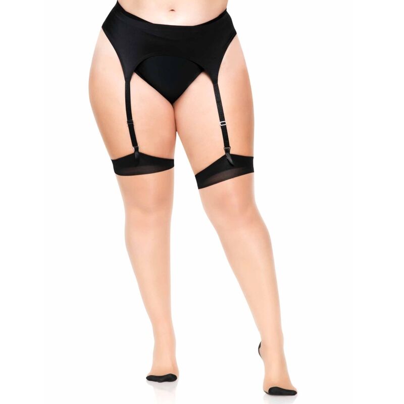 Leg Avenue - Plus Calza Autoreggente In Lycra Trasparente A 2 Toni Con Cucitura Posteriore E Tacco Cubano