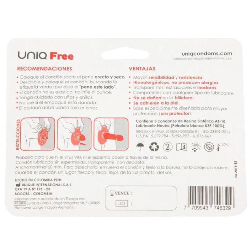 Uniq - Preservativi Senza Lattice Con Anello Protettivo 3 Unità