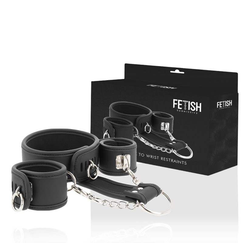 Fetish Submissive - Collana E Manette In Pelle Vegana Con Fodera In Noprene