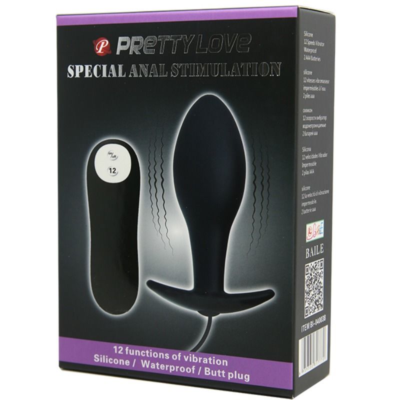 Pretty Love - Plug Anale In Silicone Con Ancora 12 Modalità Di Vibrazione Nero