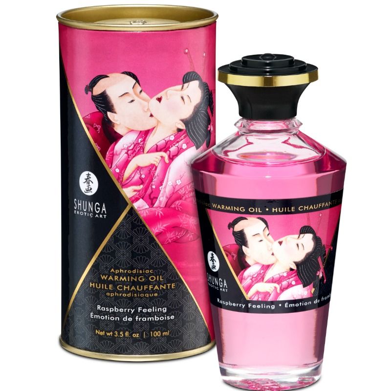 Shunga - Olio Da Massaggio Effetto Calore Gusto Intenso Lampone 100 Ml