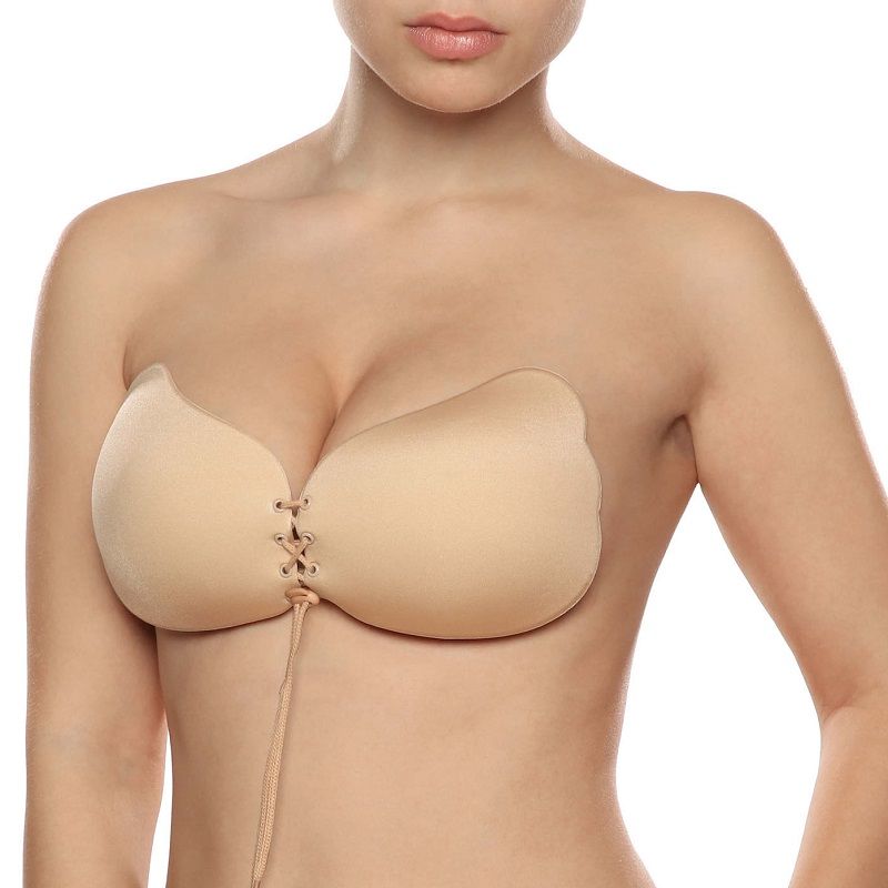 Bye-Bra - Reggiseno Push-Up Con Pizzo Elastico Beige Coppa D