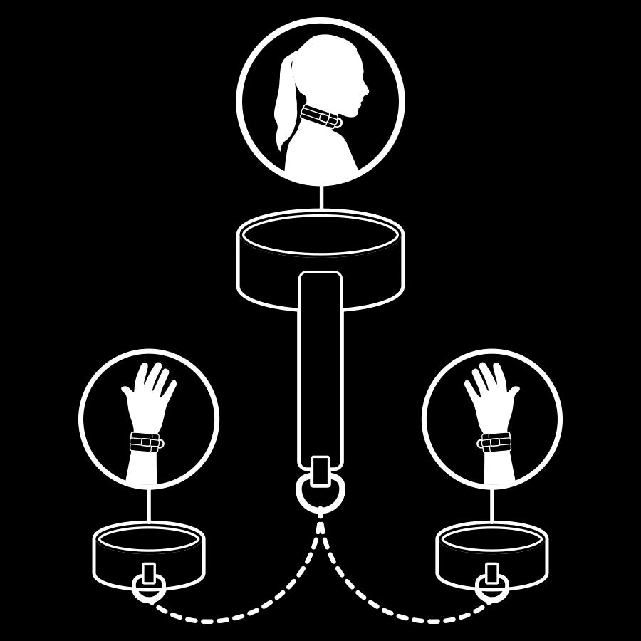 Fetish Submissive - Collana E Manette In Pelle Vegana Con Fodera In Noprene