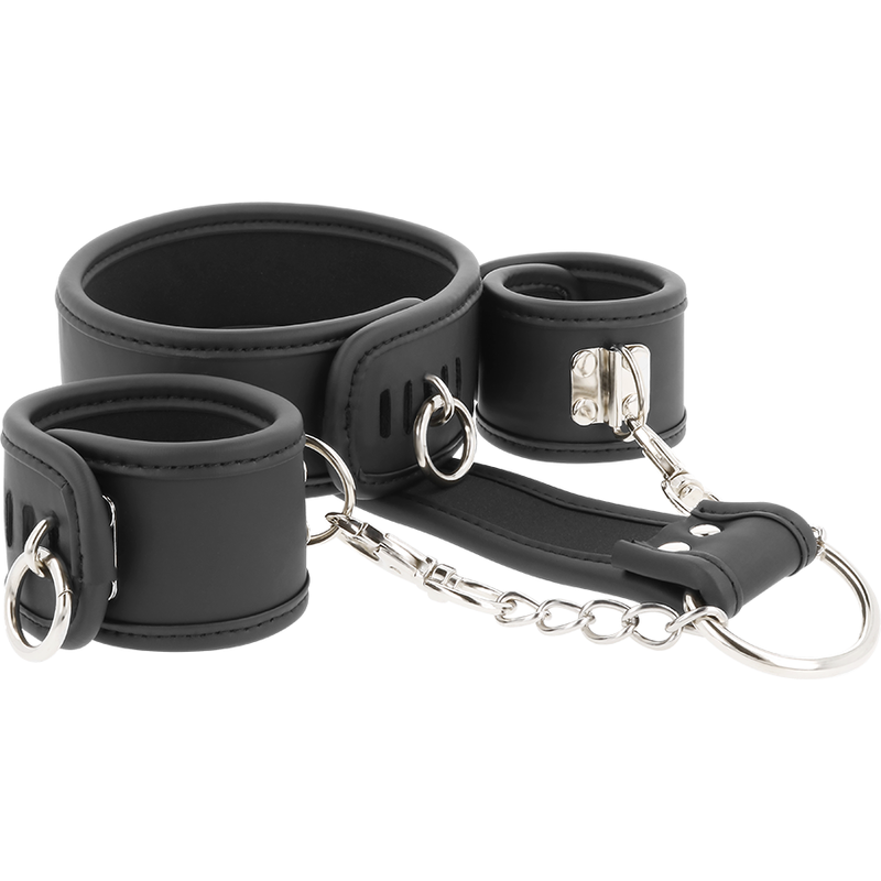 Fetish Submissive - Collana E Manette In Pelle Vegana Con Fodera In Noprene