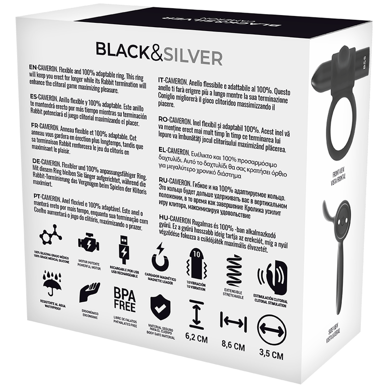 Black&Silver CameronMe Anello Vibrante con Telecomando Premium - immagine 7