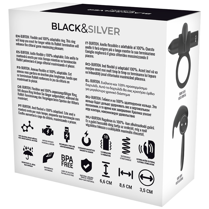 Black&Silver BurtonMe Anello Vibrante con Telecomando Premium - immagine 7