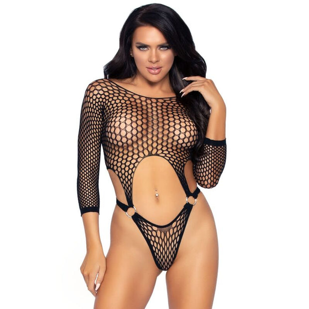 Leg Avenue - Body Tanga De Manga Larga Talla Unica Blanco