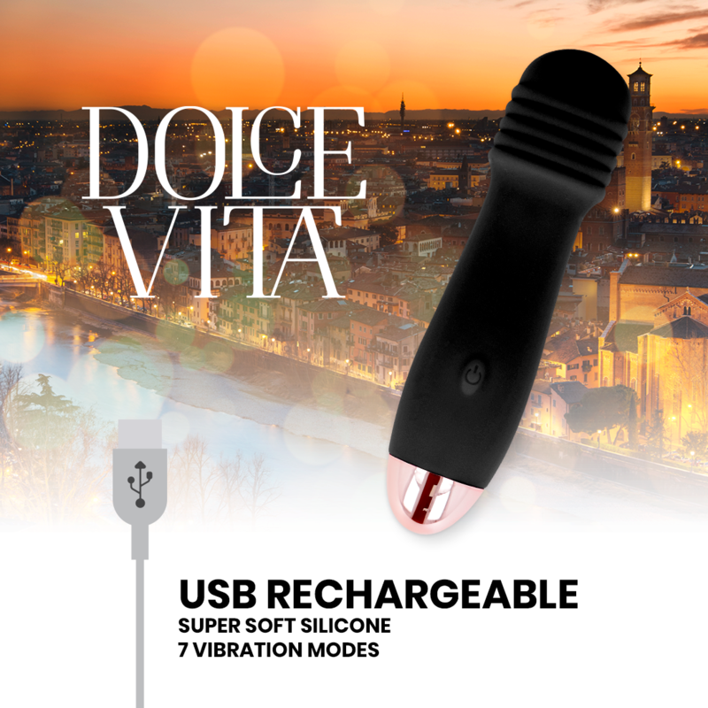 Dolce Vita Vibratore Ricaricabile a 7 Velocità Nero Premium - immagine 4