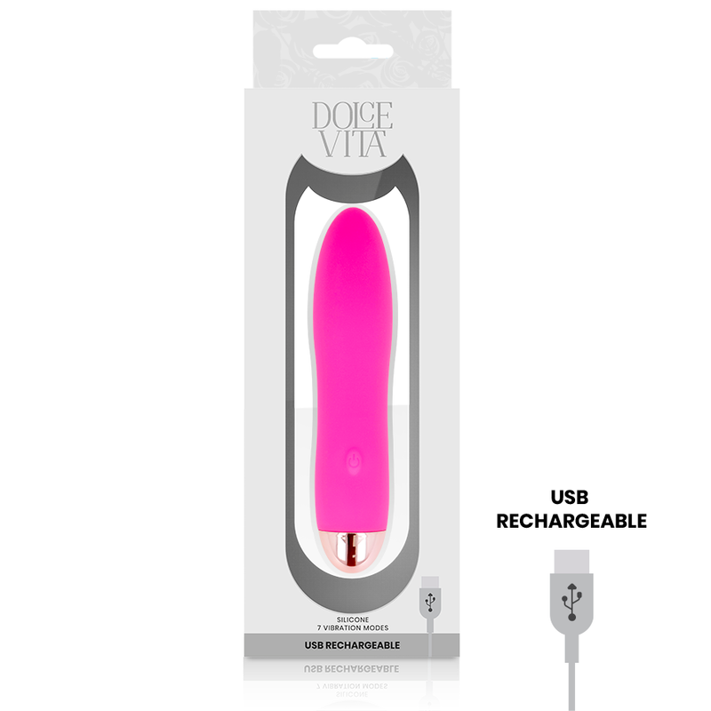 Dolce Vita Quattro Mini Vibratore Ricaricabile Rosa 7 Velocità - immagine 3