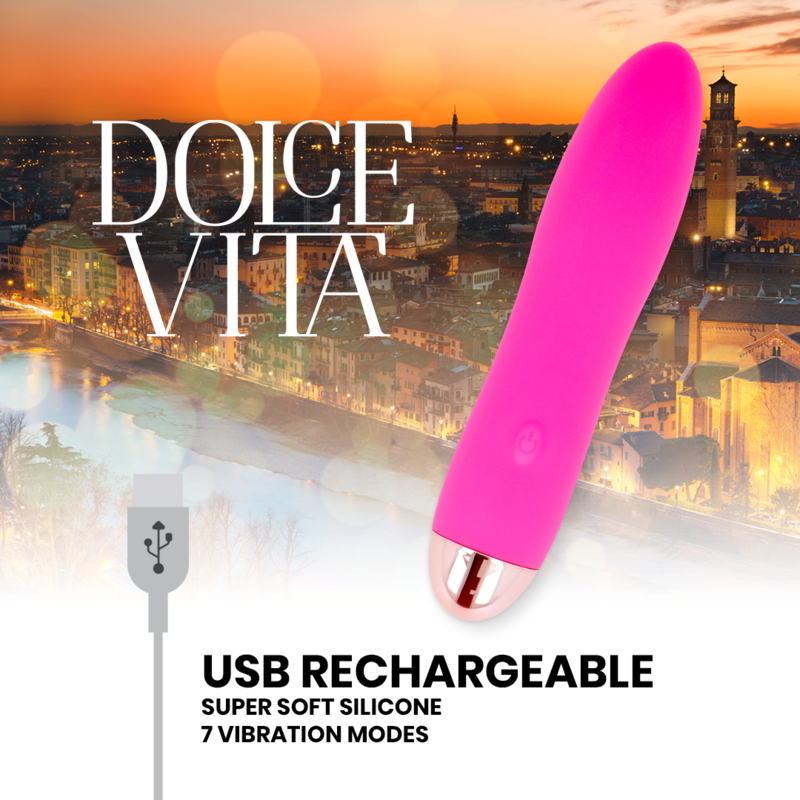 Dolce Vita Quattro Mini Vibratore Ricaricabile Rosa 7 Velocità - immagine 4