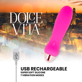 DOLCE VITA - VIBRATORE RICARICABILE CINQUE ROSA 7 VELOCITÀ