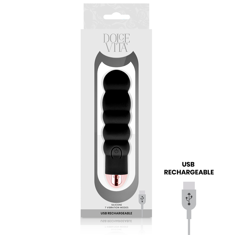 Dolce Vita Vibratore Mini Ricaricabile Nero 7 Velocità Premium - immagine 3