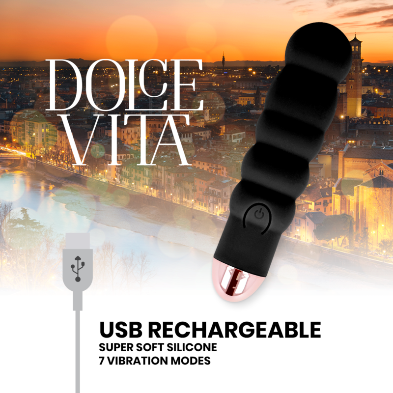 Dolce Vita Vibratore Mini Ricaricabile Nero 7 Velocità Premium - immagine 4