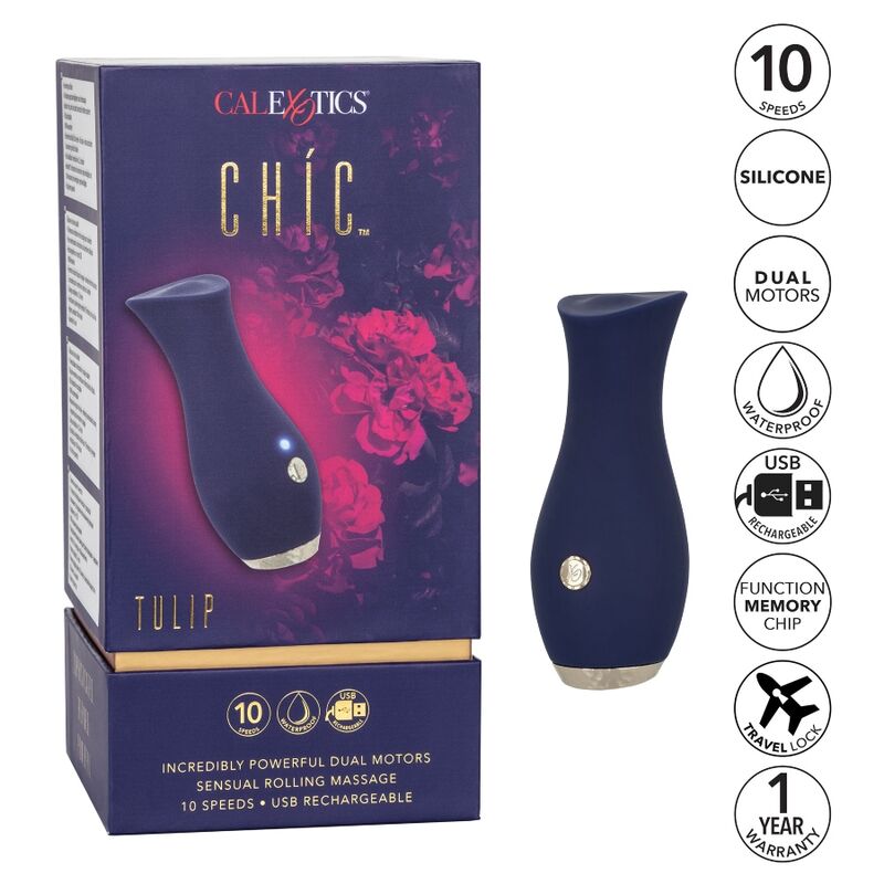 Calexotics Chic Tulip Massaggiatore in Silicone Body-Safe Blu - immagine 9