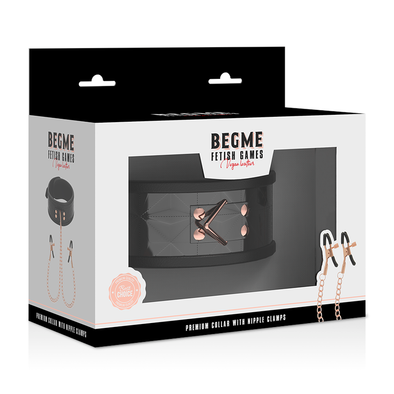 Begme - Collare Black Edition Con Morsetti Per Capezzoli Con Fodera In Neoprene