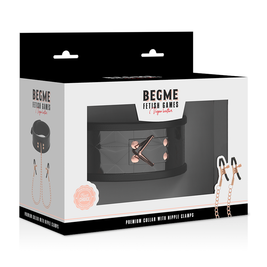 Begme - Collare Black Edition Con Morsetti Per Capezzoli Con Fodera In Neoprene