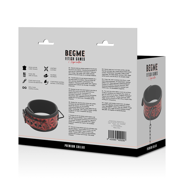 Begme - Collare In Pelle Vegana Premium Edizione Rossa Con Fodera In Neoprene