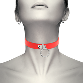 Coquette Chic Desire - Collana In Pelle Vegana Rossa Accessorio Fetish Donna