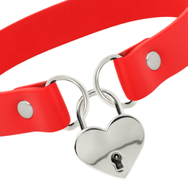 Coquette Chic Desire - Collana In Pelle Vegana Rossa Con Accessorio Cuore Con Chiave