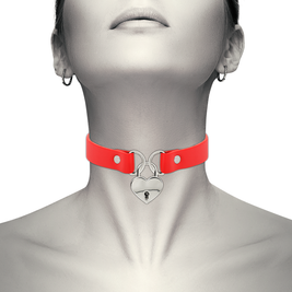 Coquette Chic Desire - Collana In Pelle Vegana Rossa Con Accessorio Cuore Con Chiave