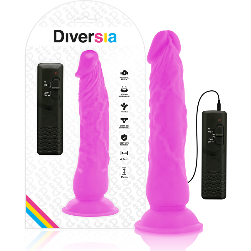 Diversia - Dildo Vibrante Flessibile Viola 21 Cm -O- 4,9 Cm