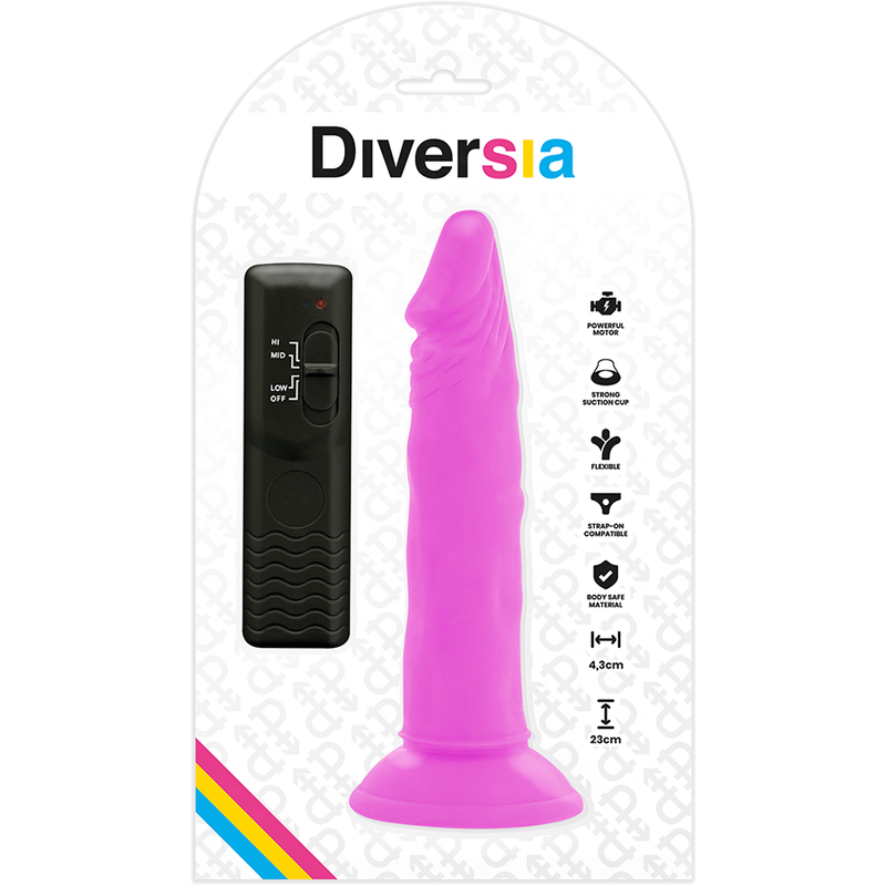 Diversia - Dildo Flessibile Vibrante Viola 23 Cm -O- 4,3 Cm