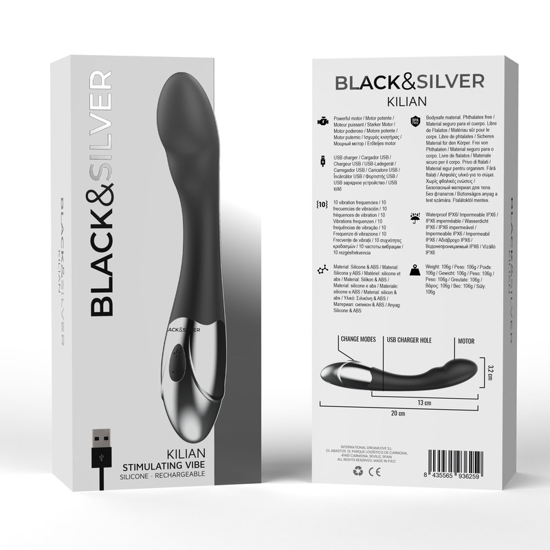 Black&Silver Kilian Vibratore Punto G in Silicone Premium - immagine 6