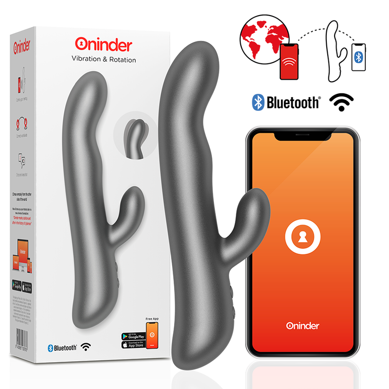 Oninder Oslo Nero Vibratore Smart con App e Rotazione Premium