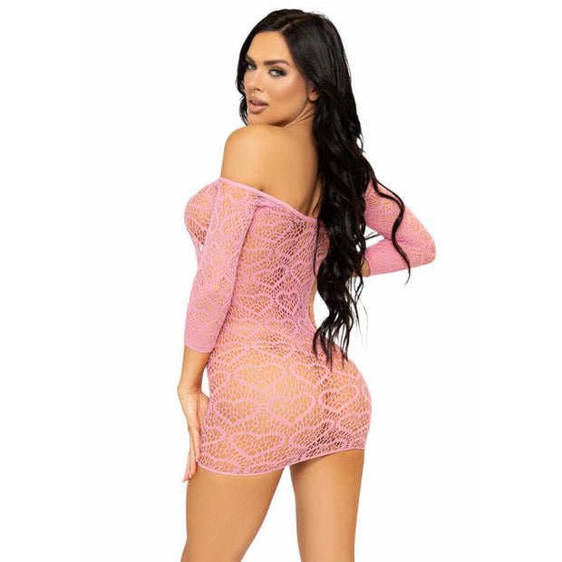 Leg Avenue Mini Vestido Cuore Rete Talla Única - Rosa