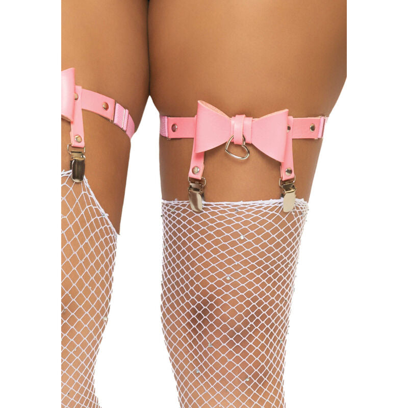Leg Avenue - Liguero Alto De Cuero Vegano Talla Única - Rojo