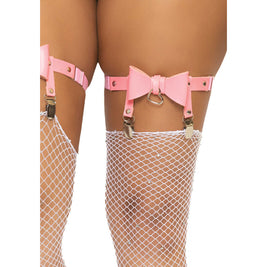 Leg Avenue - Liguero Alto De Cuero Vegano Talla Única - Rojo