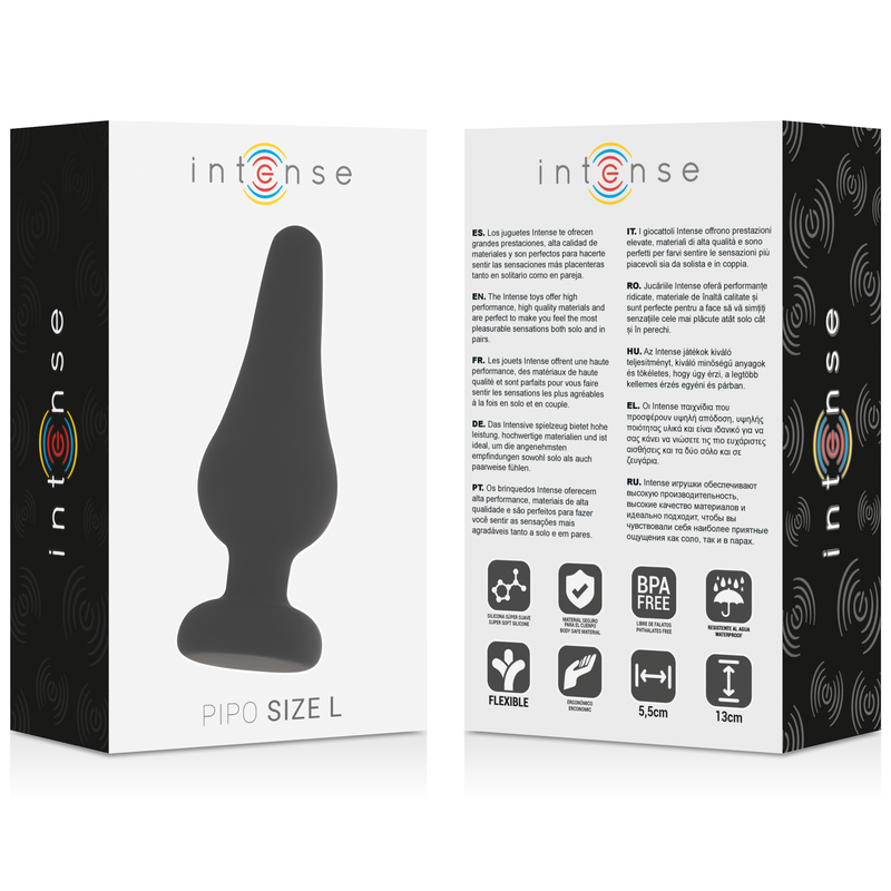 Intense - Plug Anale Pipo L Silicone Nero 13 Cm