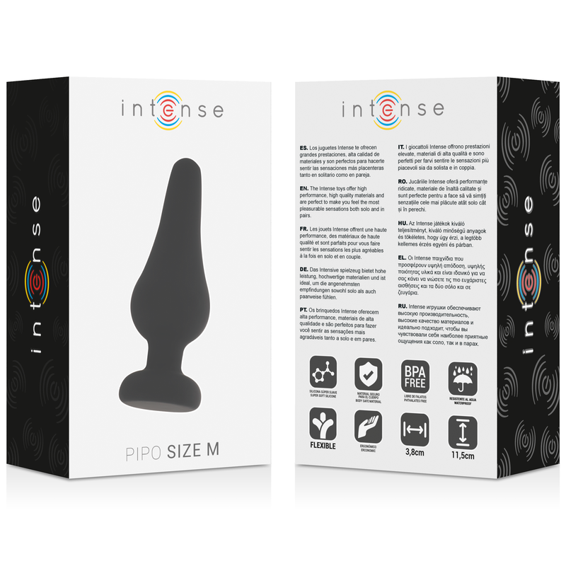 Intense - Plug Anale Pipo M Silicone Nero 11 Cm