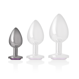 INTENSE - PLUG ANALE IN METALLO ALLUMINIO CON CRISTALLO VIOLA MISURA S