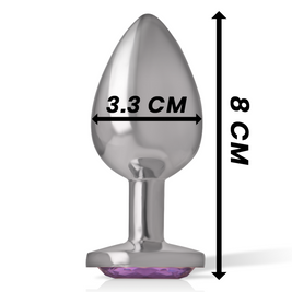 INTENSE - PLUG ANALE IN METALLO ALLUMINIO CON CRISTALLO VIOLA TAGLIA M