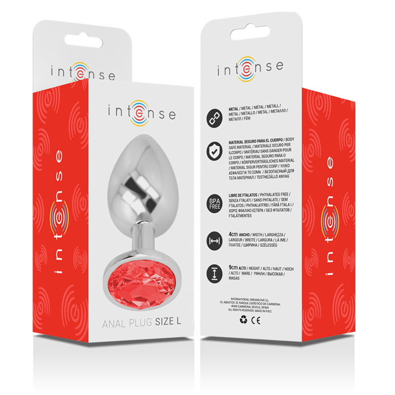 Intenso - Plug Anale In Alluminio Con Cristallo Rosso Taglia L