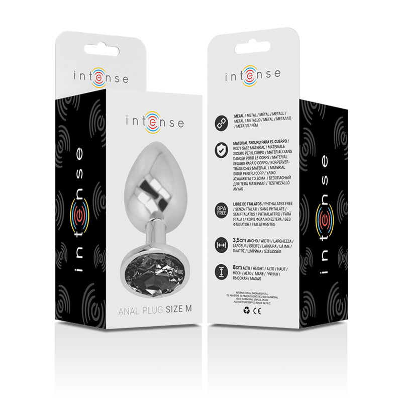 Intenso - Plug Anale In Alluminio E Vetro Nero Taglia M