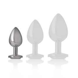 Intenso - Plug Anale In Alluminio Con Cristallo Argentato Taglia S