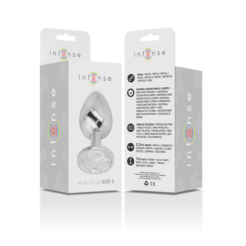 Intenso - Plug Anale In Alluminio Con Cristallo Argentato Taglia S