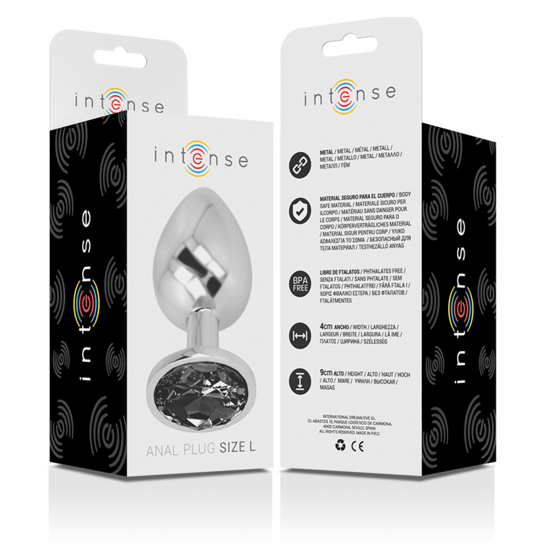 Intenso - Plug Anale In Alluminio E Vetro Nero Taglia L