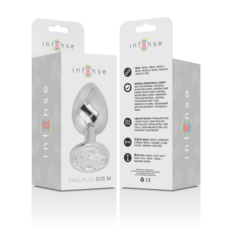 Intenso - Plug Anale In Alluminio Con Cristallo Argentato Taglia M