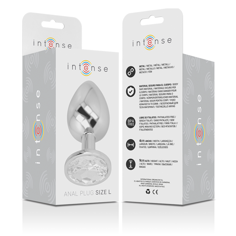 Intenso - Plug Anale In Alluminio Con Cristallo Argentato Taglia L