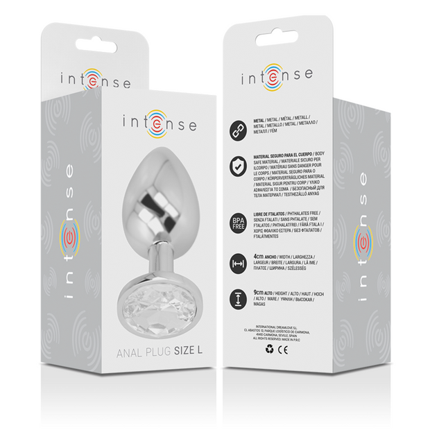 Intenso - Plug Anale In Alluminio Con Cristallo Argentato Taglia L