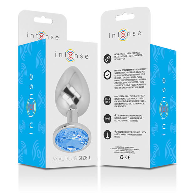 Intenso - Plug Anale In Alluminio Con Cristallo Blu Taglia L