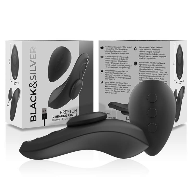 Black&Silver Preston Slip Vibrante con Telecomando in Silicone - immagine 7