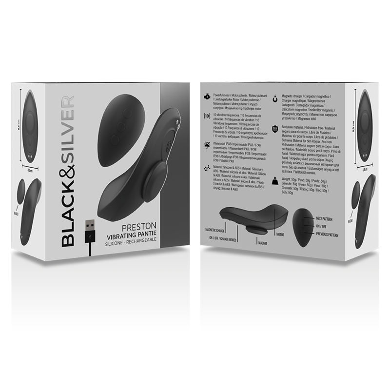 Black&Silver Preston Slip Vibrante con Telecomando in Silicone - immagine 8