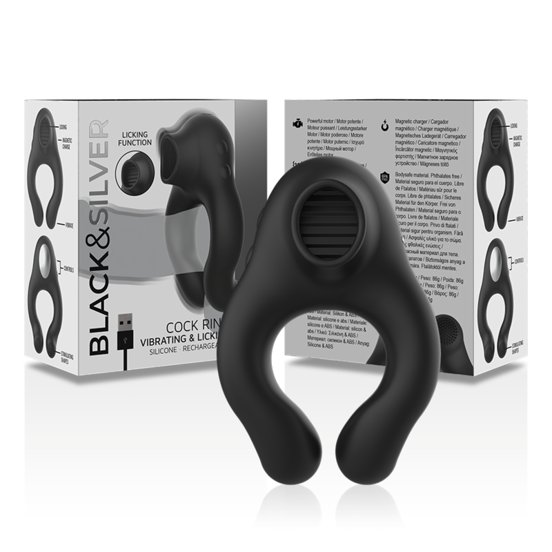 Black&Silver Anello Vibrante 3 Motori Ricaricabile Premium - immagine 6