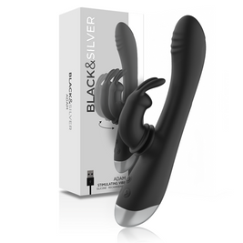 Black&Silver Adam Stimolatore Rabbit Ricaricabile in Silicone Nero