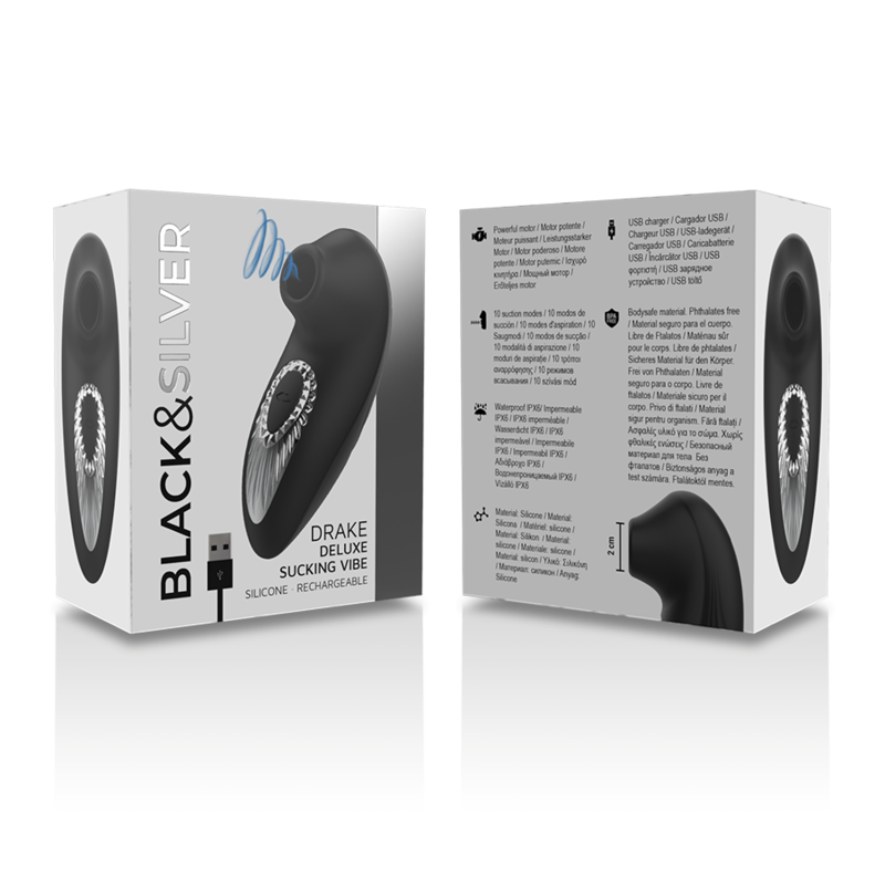 Black&Silver Drake Deluxe Vibratore Mini con Funzione Succhiante - immagine 6